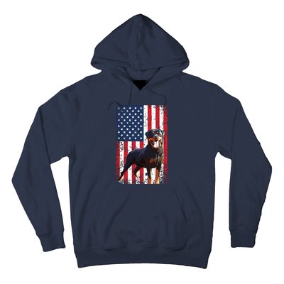 American Flag Rottweiler Dog Lover Funny 4th Of July Dog Hoodie