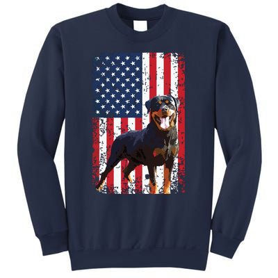 American Flag Rottweiler Dog Lover Funny 4th Of July Dog Sweatshirt