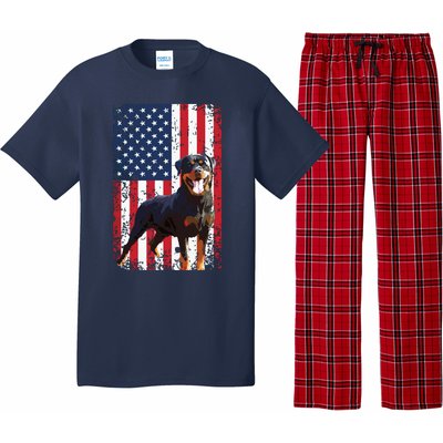 American Flag Rottweiler Dog Lover Funny 4th Of July Dog Pajama Set