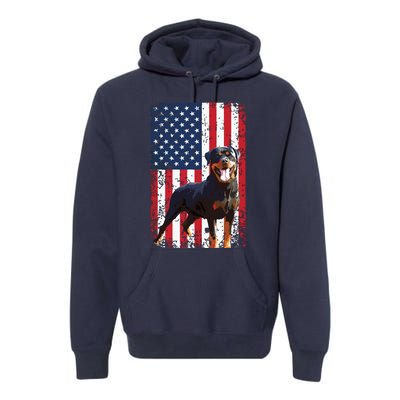 American Flag Rottweiler Dog Lover Funny 4th Of July Dog Premium Hoodie