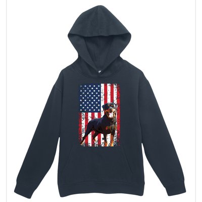 American Flag Rottweiler Dog Lover Funny 4th Of July Dog Urban Pullover Hoodie