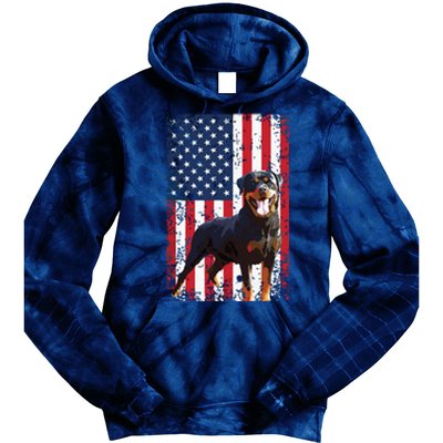 American Flag Rottweiler Dog Lover Funny 4th Of July Dog Tie Dye Hoodie