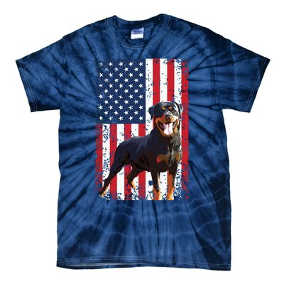 American Flag Rottweiler Dog Lover Funny 4th Of July Dog Tie-Dye T-Shirt