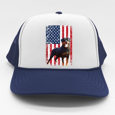 American Flag Rottweiler Dog Lover Funny 4th Of July Dog Trucker Hat