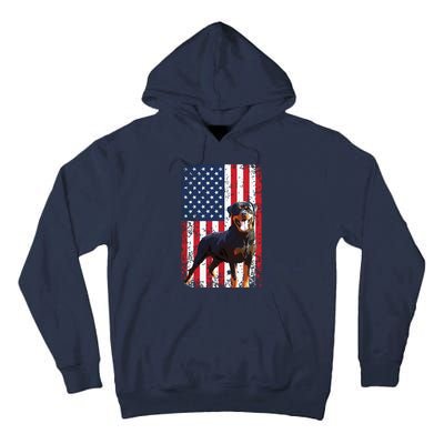 American Flag Rottweiler Dog Lover Funny 4th Of July Dog Tall Hoodie