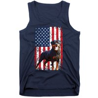 American Flag Rottweiler Dog Lover Funny 4th Of July Dog Tank Top