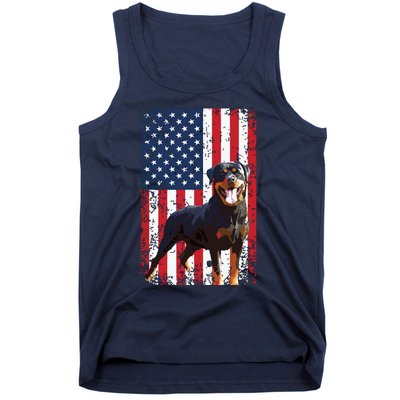 American Flag Rottweiler Dog Lover Funny 4th Of July Dog Tank Top