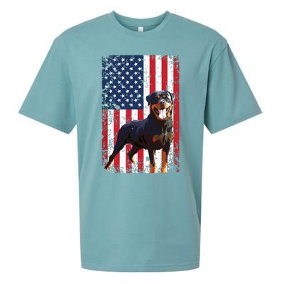 American Flag Rottweiler Dog Lover Funny 4th Of July Dog Sueded Cloud Jersey T-Shirt