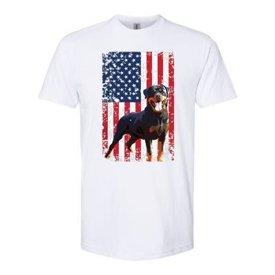 American Flag Rottweiler Dog Lover Funny 4th Of July Dog Softstyle® CVC T-Shirt