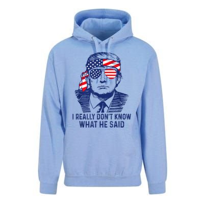 American Flag Retro I Really DonT Know What He Said Funny Unisex Surf Hoodie