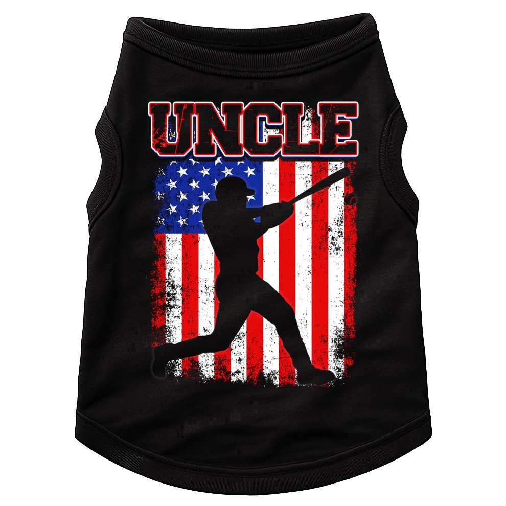 American Flag Retro Baseball Uncle Funny Fathers Day Cool Gift Doggie Tank