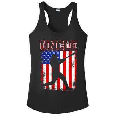 American Flag Retro Baseball Uncle Funny Fathers Day Cool Gift Ladies PosiCharge Competitor Racerback Tank