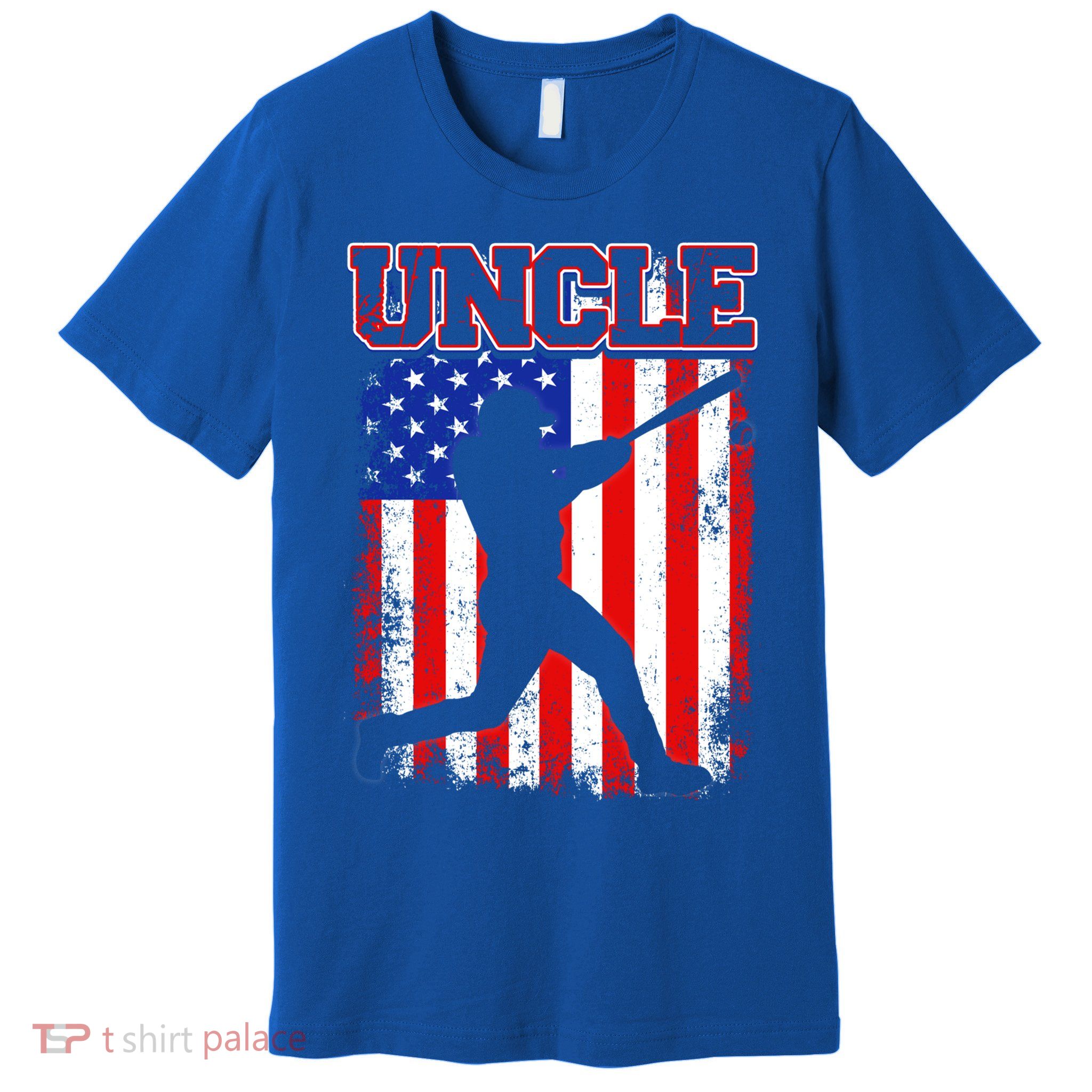 American Flag Retro Baseball Uncle Funny Fathers Day Cool Gift Premium T-Shirt