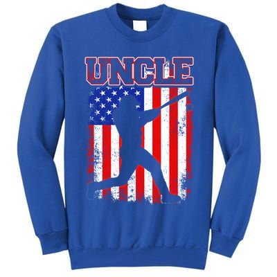 American Flag Retro Baseball Uncle Funny Fathers Day Cool Gift Tall Sweatshirt