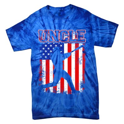 American Flag Retro Baseball Uncle Funny Fathers Day Cool Gift Tie-Dye T-Shirt
