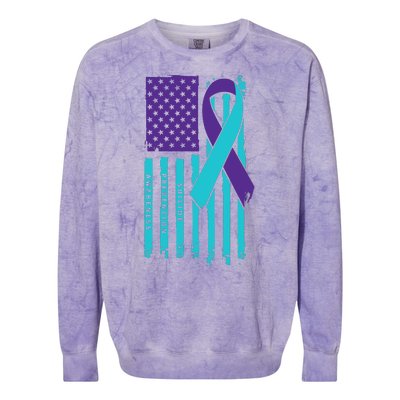 American Flag Ribbon Suicide Awareness Colorblast Crewneck Sweatshirt