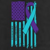 American Flag Ribbon Suicide Awareness 7 Panel Mesh Trucker Snapback Hat