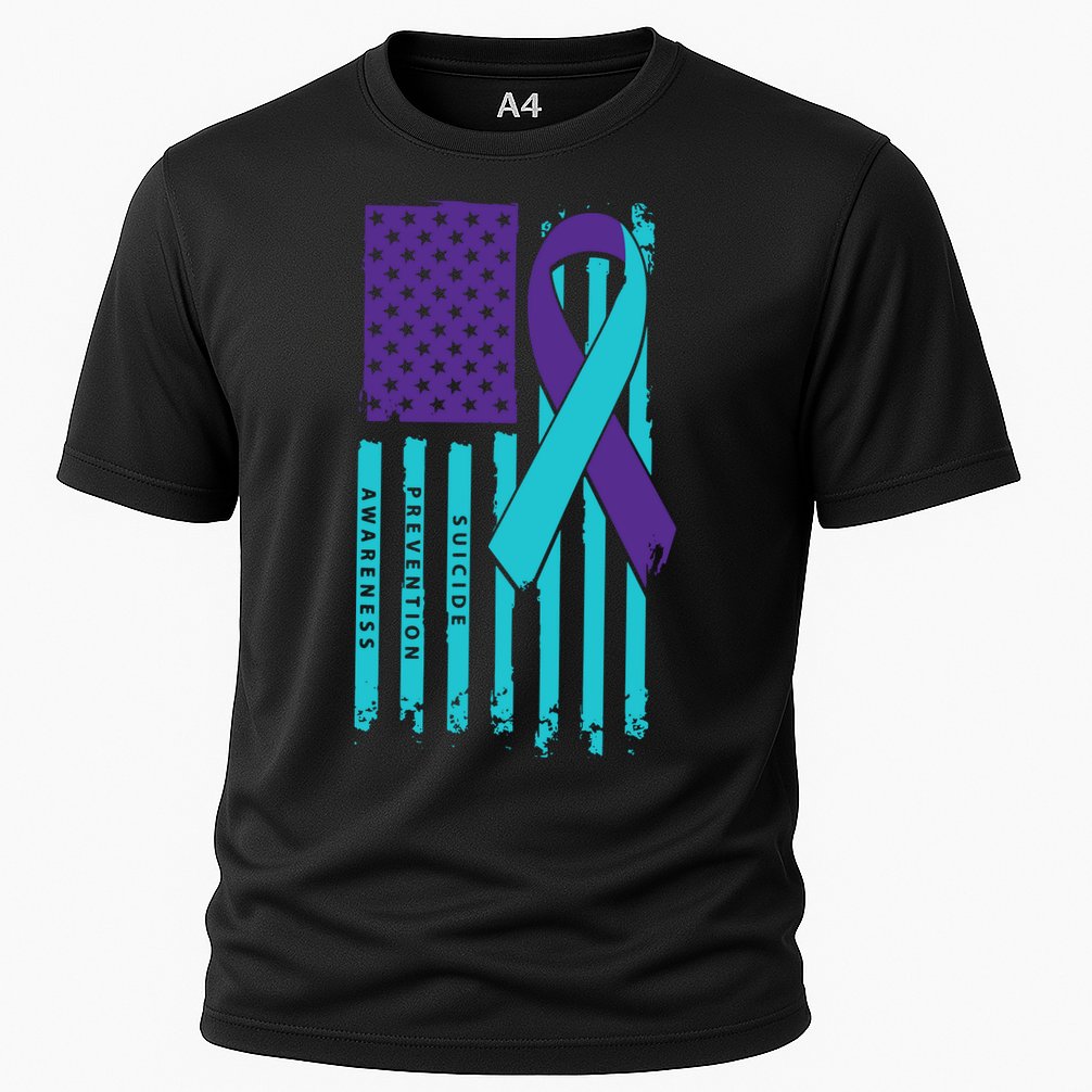 American Flag Ribbon Suicide Awareness Performance Shirt