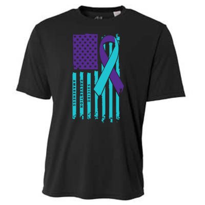 American Flag Ribbon Suicide Awareness Cooling Performance Crew T-Shirt