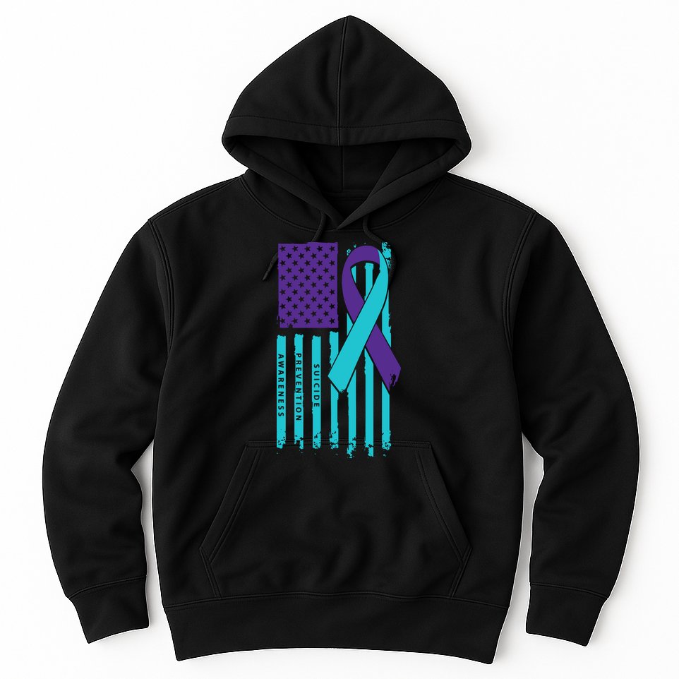 American Flag Ribbon Suicide Awareness Hoodie