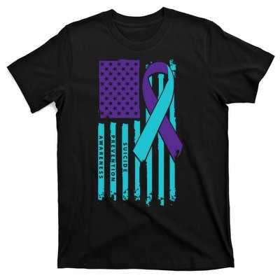 American Flag Ribbon Suicide Awareness T-Shirt