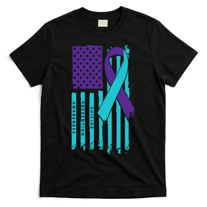 American Flag Ribbon Suicide Awareness T-Shirt