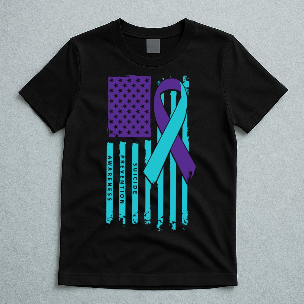 American Flag Ribbon Suicide Awareness T-Shirt