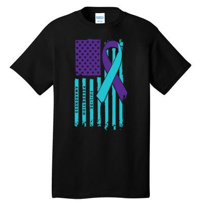 American Flag Ribbon Suicide Awareness Tall T-Shirt