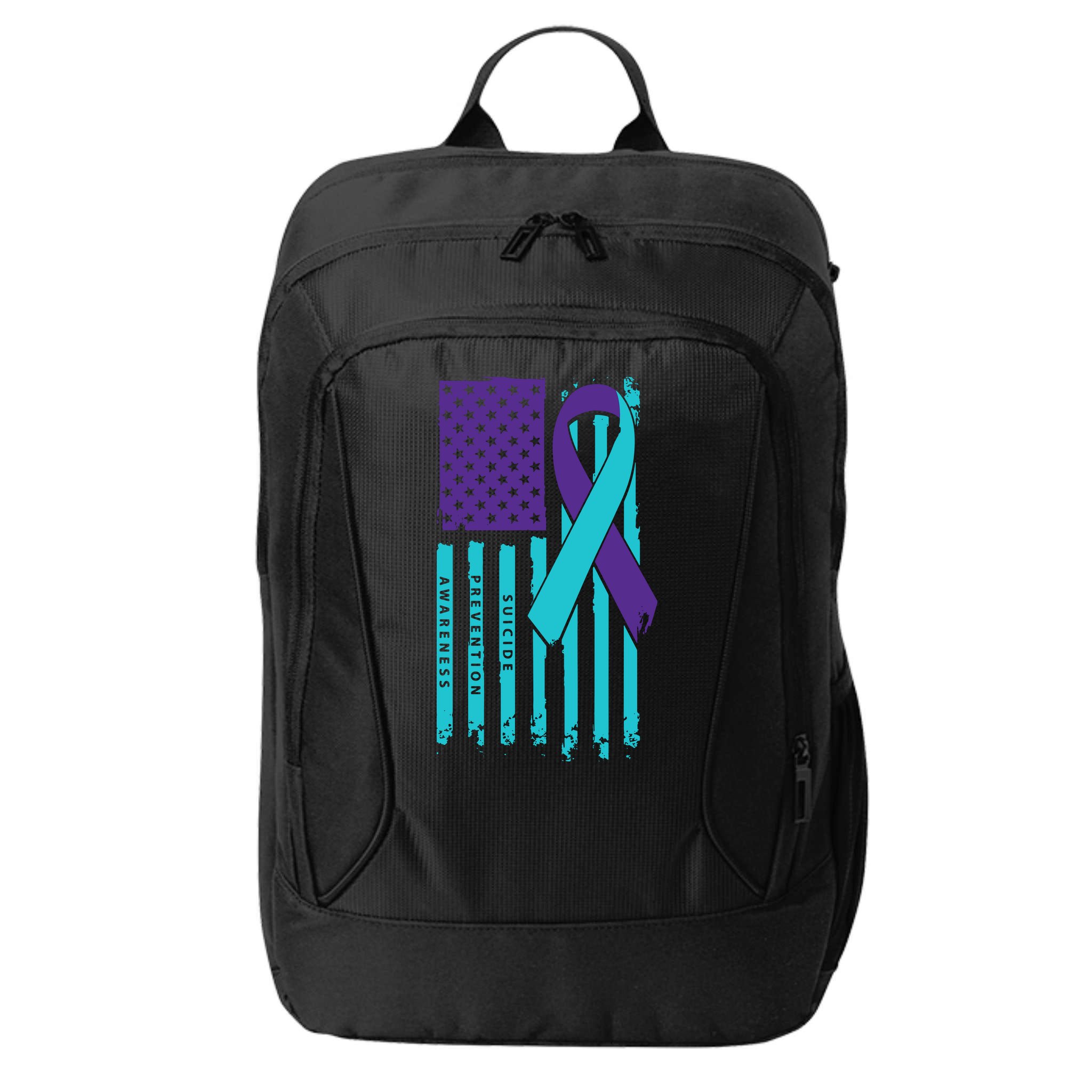 American Flag Ribbon Suicide Awareness City Backpack