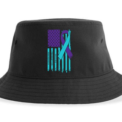 American Flag Ribbon Suicide Awareness Sustainable Bucket Hat