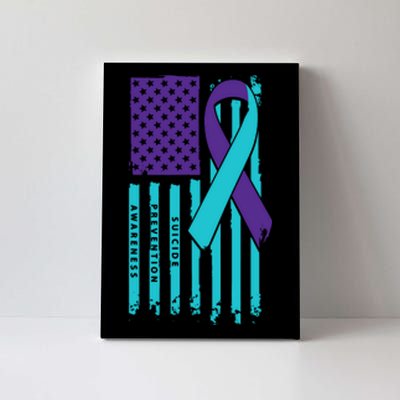 American Flag Ribbon Suicide Awareness Canvas