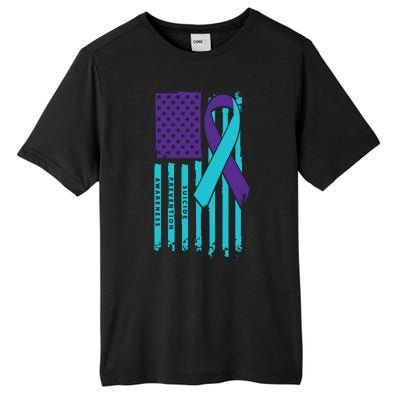 American Flag Ribbon Suicide Awareness Tall Fusion ChromaSoft Performance T-Shirt