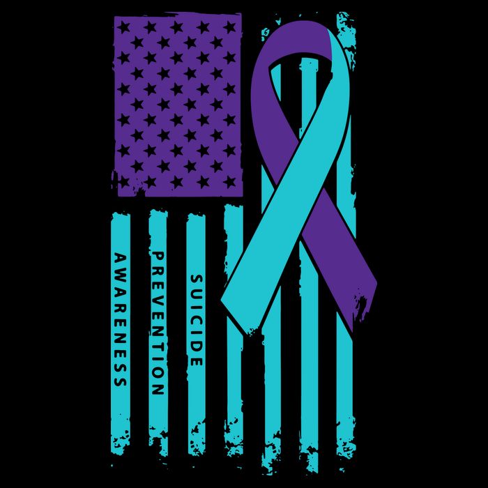 American Flag Ribbon Suicide Awareness Drawstring Bag