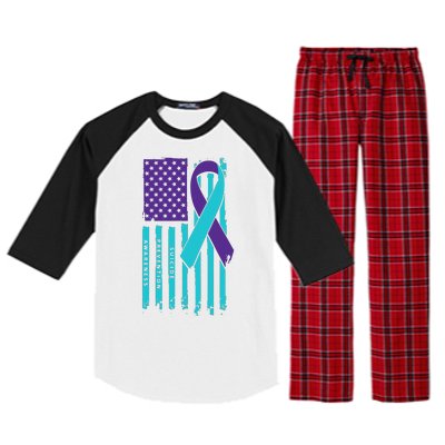 American Flag Ribbon Suicide Awareness Raglan Sleeve Pajama Set