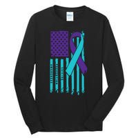 American Flag Ribbon Suicide Awareness Tall Long Sleeve T-Shirt