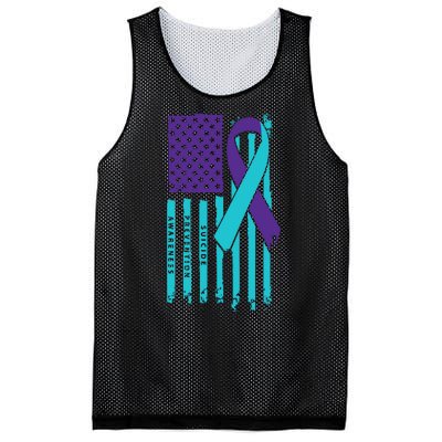 American Flag Ribbon Suicide Awareness Mesh Reversible Basketball Jersey Tank