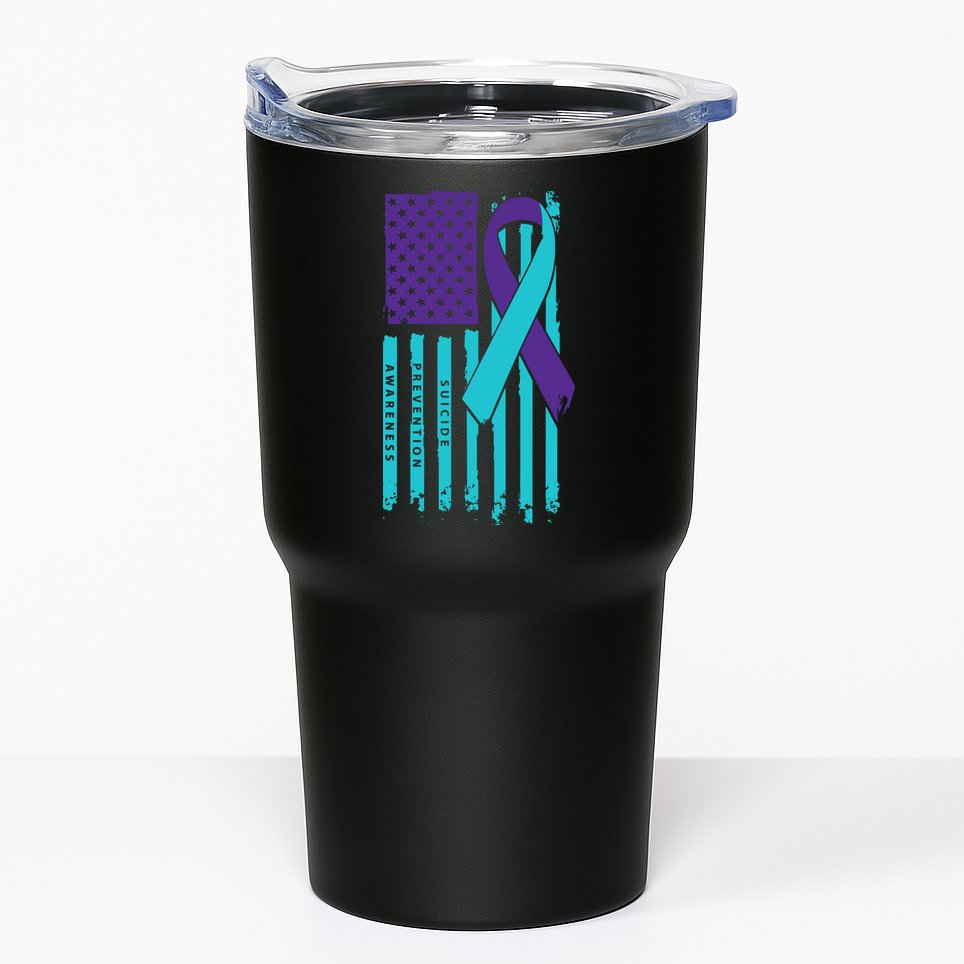 American Flag Ribbon Suicide Awareness Tumbler