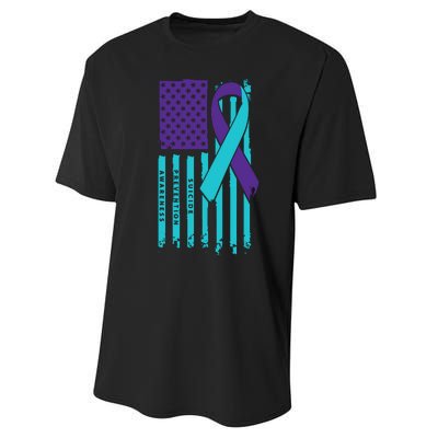 American Flag Ribbon Suicide Awareness Performance Sprint T-Shirt