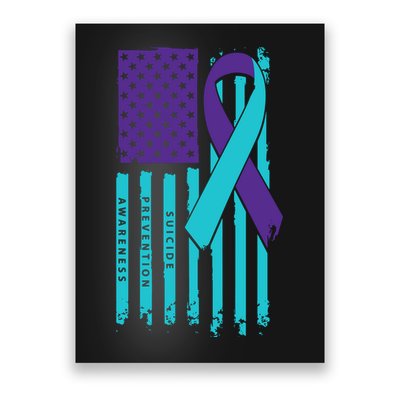 American Flag Ribbon Suicide Awareness Poster