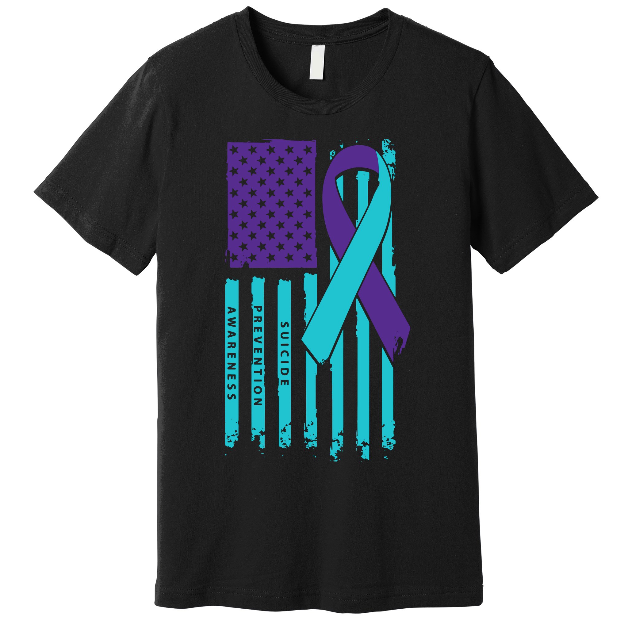 American Flag Ribbon Suicide Awareness Premium T-Shirt
