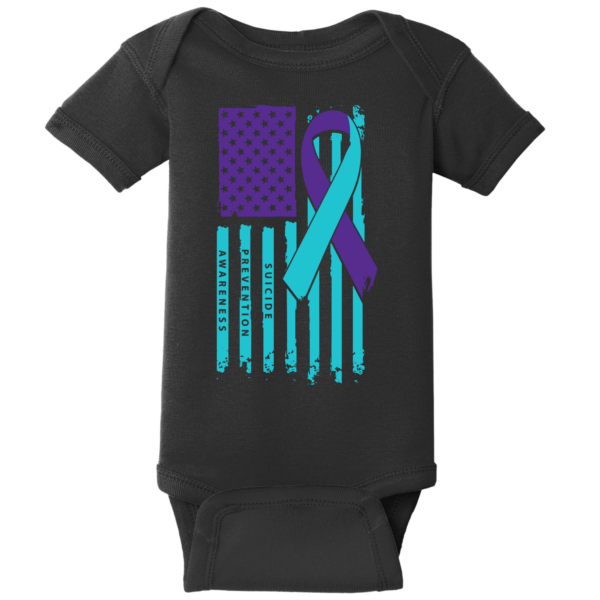 American Flag Ribbon Suicide Awareness Baby Bodysuit