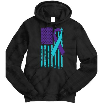 American Flag Ribbon Suicide Awareness Tie Dye Hoodie