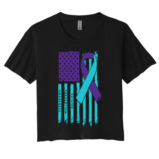 American Flag Ribbon Suicide Awareness Crop Top