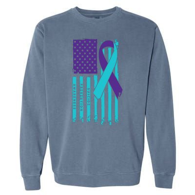 American Flag Ribbon Suicide Awareness Garment-Dyed Sweatshirt