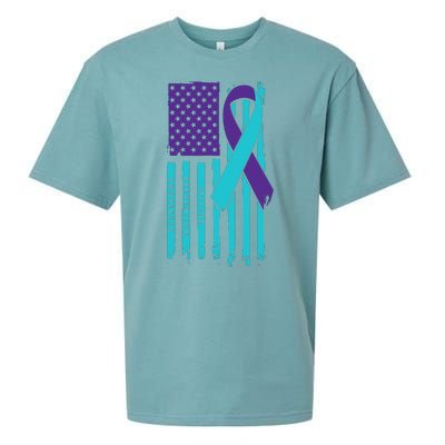 American Flag Ribbon Suicide Awareness Sueded Cloud Jersey T-Shirt