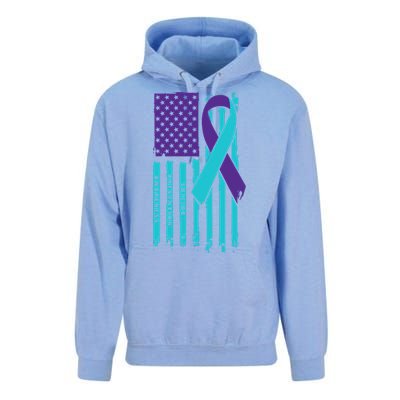 American Flag Ribbon Suicide Awareness Unisex Surf Hoodie