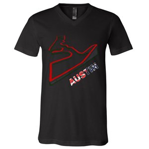 Austin Formula Racing Track Circuit Map For Fans V-Neck T-Shirt