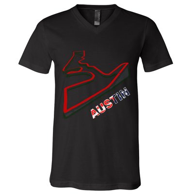 Austin Formula Racing Track Circuit Map For Fans V-Neck T-Shirt