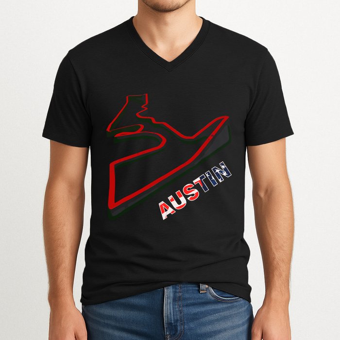 Austin Formula Racing Track Circuit Map For Fans V-Neck T-Shirt