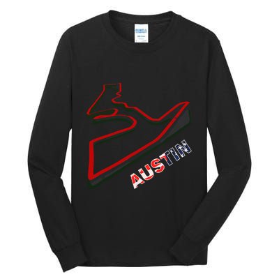 Austin Formula Racing Track Circuit Map For Fans Tall Long Sleeve T-Shirt